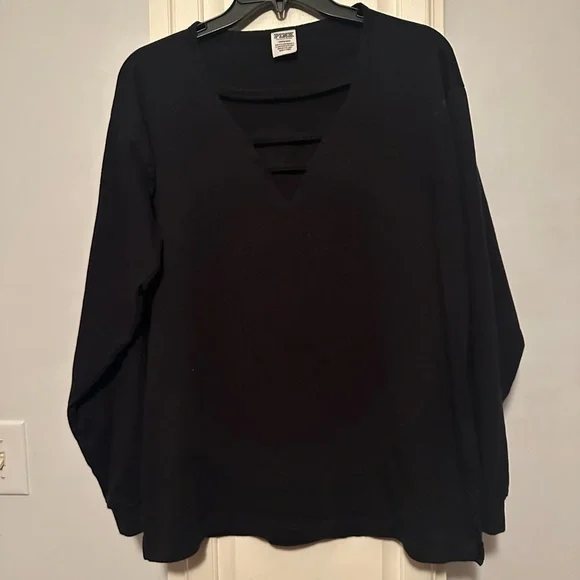 PINK Victoria's Secret Black V-Neck Sweatshirt - Picture 2 of 3